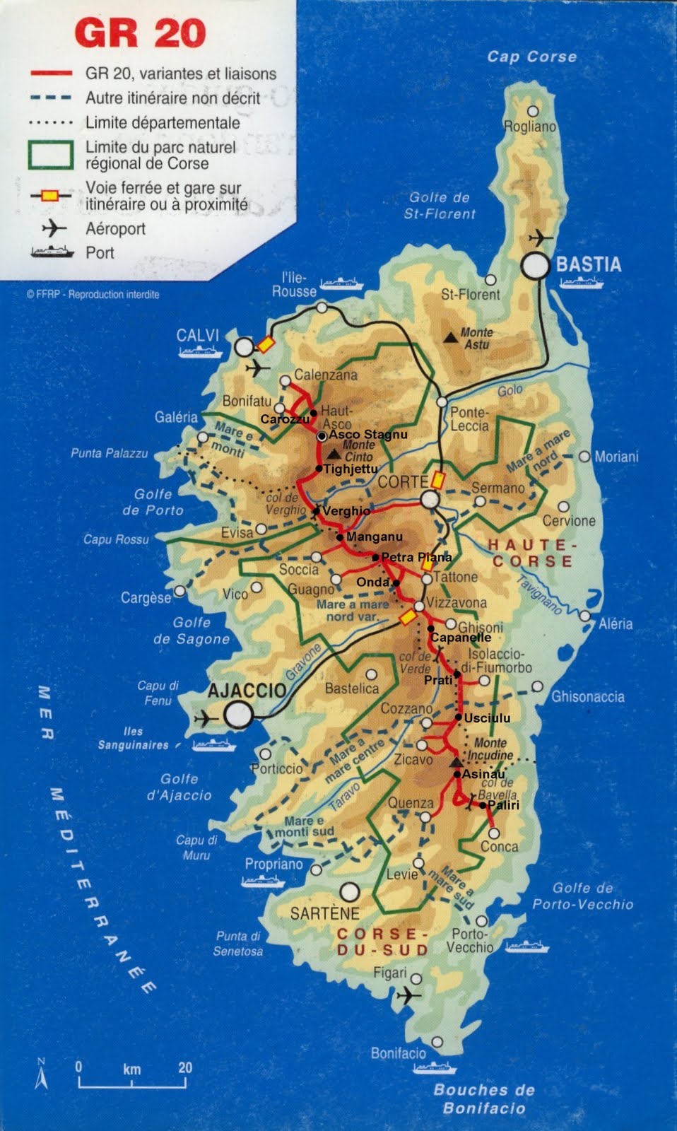 Mapa de GR20 Corcega