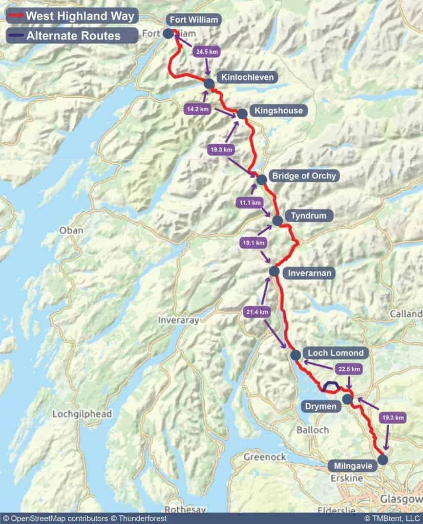 West Highland Way Map